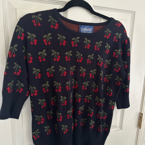Collectif London Chrissie Cherry sweater Women's Vintage - Picture 6 of 6